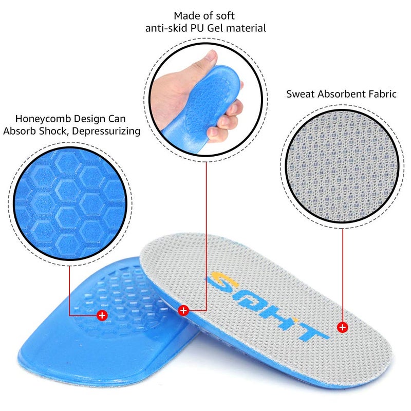 SQHT Heel Lift for Achilles Tendonitis  Heel Pain and Leg Length Discrepancy  Shoe Inserts for Men and Women (Blue&Beige  Small (0.6"" Height)) - Image 2